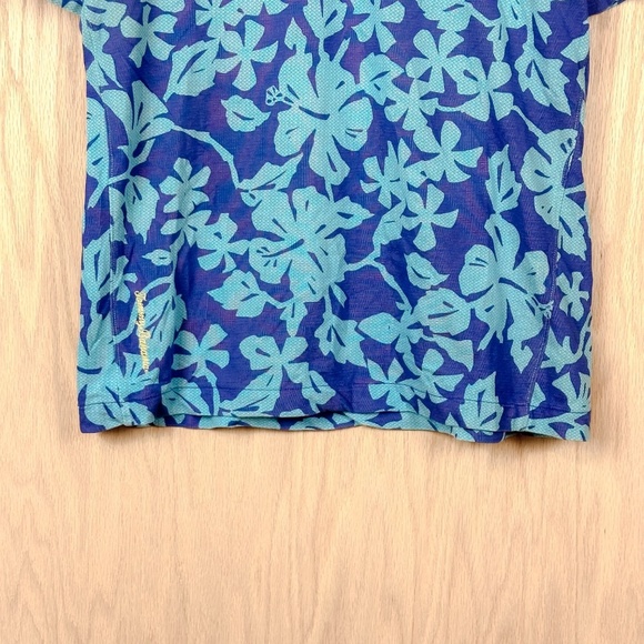 Tommy Bahama Polo Shirt Blue Floral Hawaiian Print - Picture 3 of 11